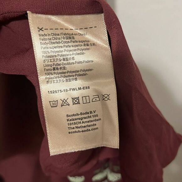 SCOTCH & SODA Atelier 4 Maroon Floral High-Low Wrap Dress, Size M - Picture 12 of 13